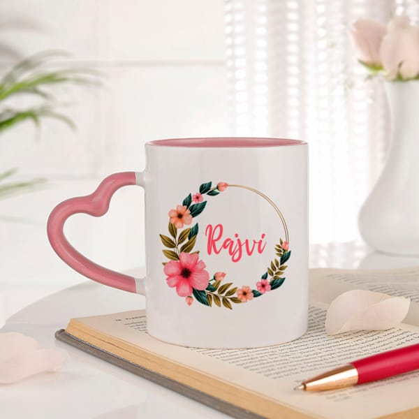 Floral Moments Personalized Heart Handle Mug
