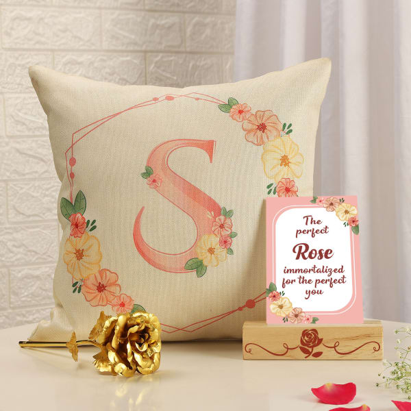 Floral Personalized Cushion Gift Set