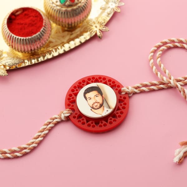 Floral Personalized Rakhi (Red)
