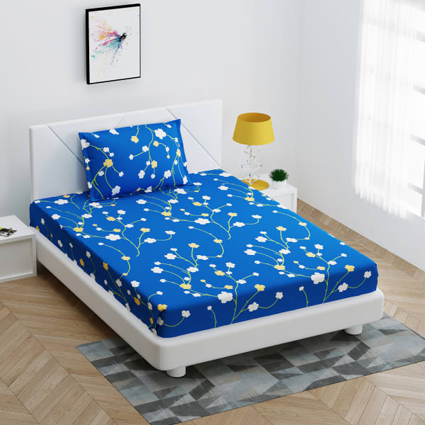 Floral Printed Fitted Single Bedsheet