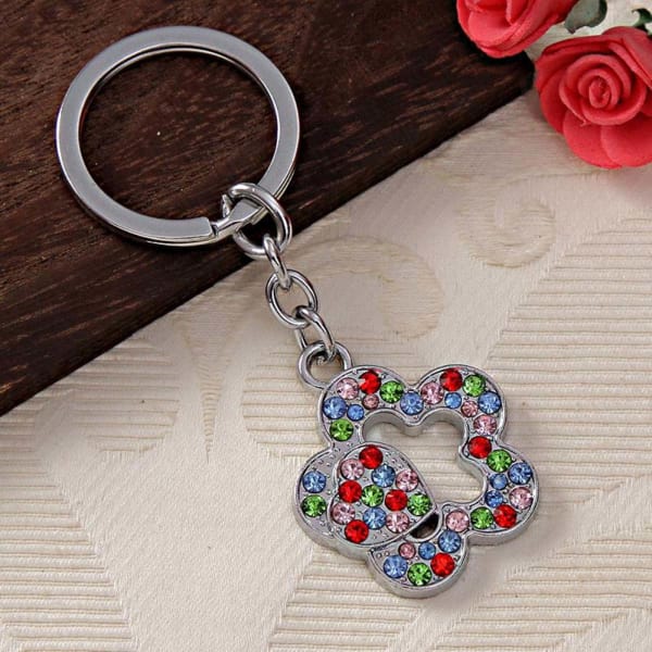 Flower and Heart Keychain