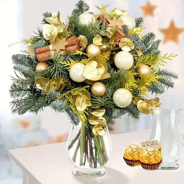 Flower Bouquet Sterntaler with vase and 2 Ferrero Rocher