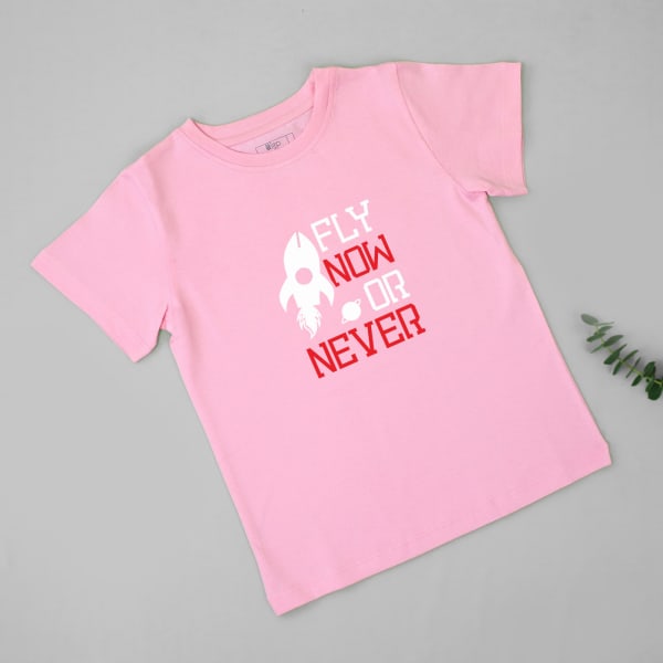 Fly Now or Never T-Shirt for Kids - Pink