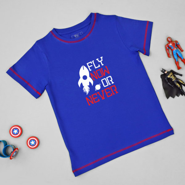 Fly Now or Never T-Shirt for Kids - Royal blue