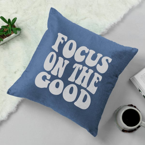 Focus On The Good Velvet Cushion - Navy