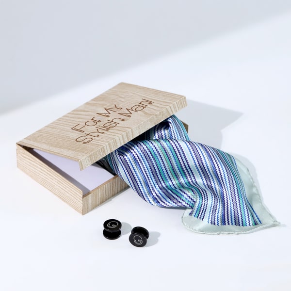 For My Stylish Man - Cufflinks And Pocket Square Set - Personalized