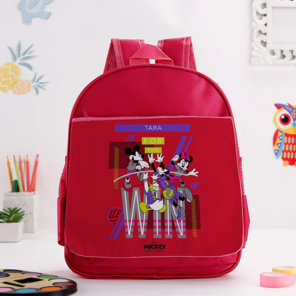 For The Win - Mickey And Friends - School Bag - Personalized - Pink