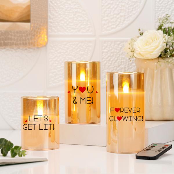 Forever Glowing Valentine's Day LED Candle - Set Of 3