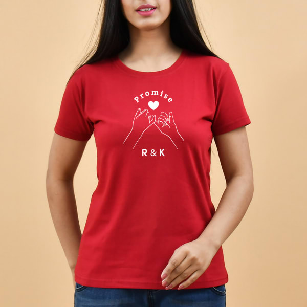 Forever Promise Personalized Cotton T-Shirt for Women - Red
