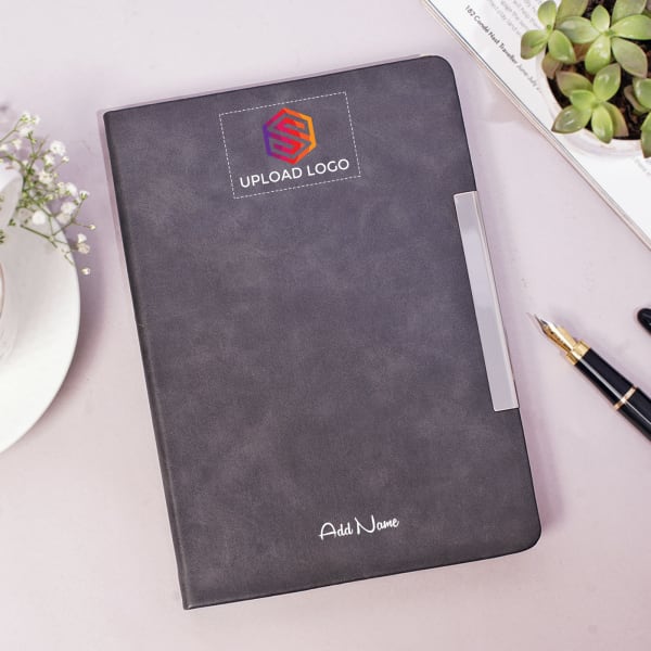 Formal Grey Diary - Customized With Name And Logo