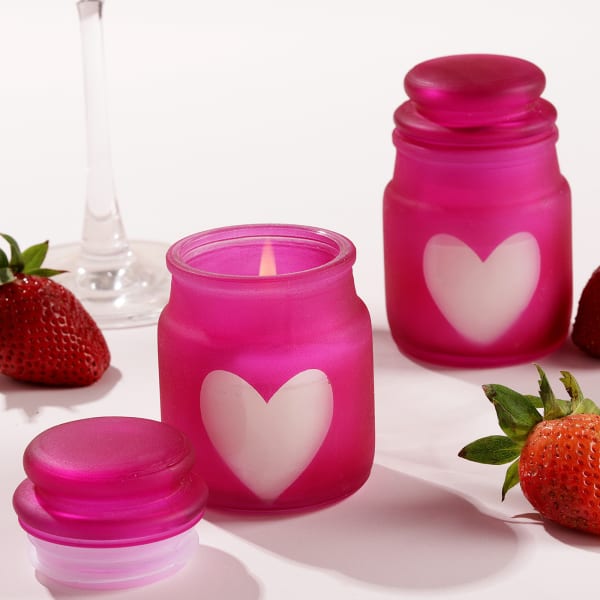 Fragrant Candles In Airtight Containers - Pink (Set of 2)