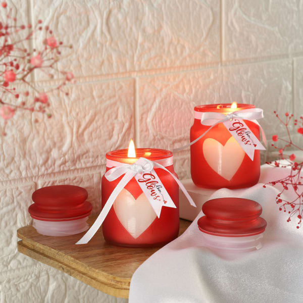 Fragrant Candles in Airtight Containers - Red (set of 2)