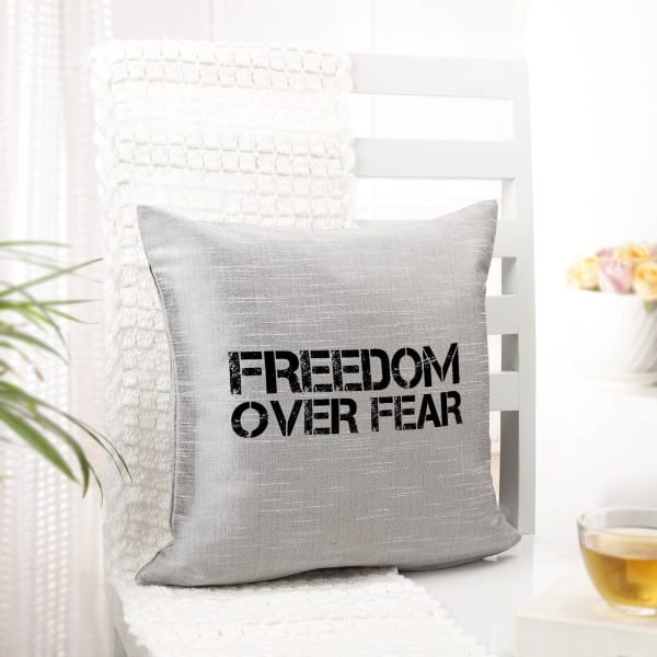 Freedom Over Fear Personalized Cushion - Grey