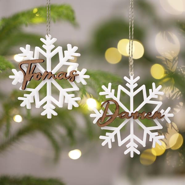 Frost Snowflake Personalized Christmas Tree Ornament - Set Of 2