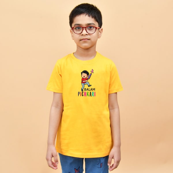 Fun Holi Cotton T-Shirt For Boys - Yellow