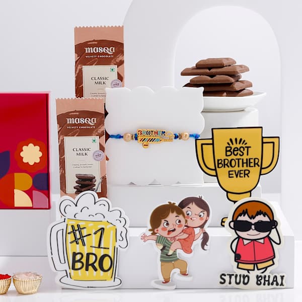 Fun Rakhi Hamper With Fridge Magnets