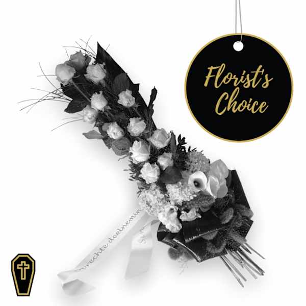 Funeral Sheaf with ribbon - Florist’s Choice