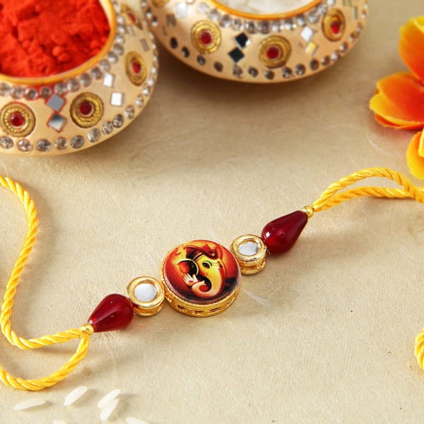 Ganesha Kundan Designed Rakhi: Gift 
