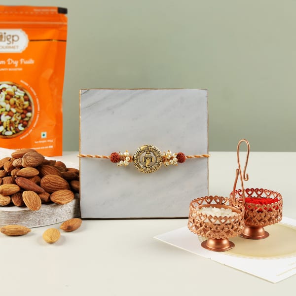 Ganesha Rudraksh Rakhi With Almonds