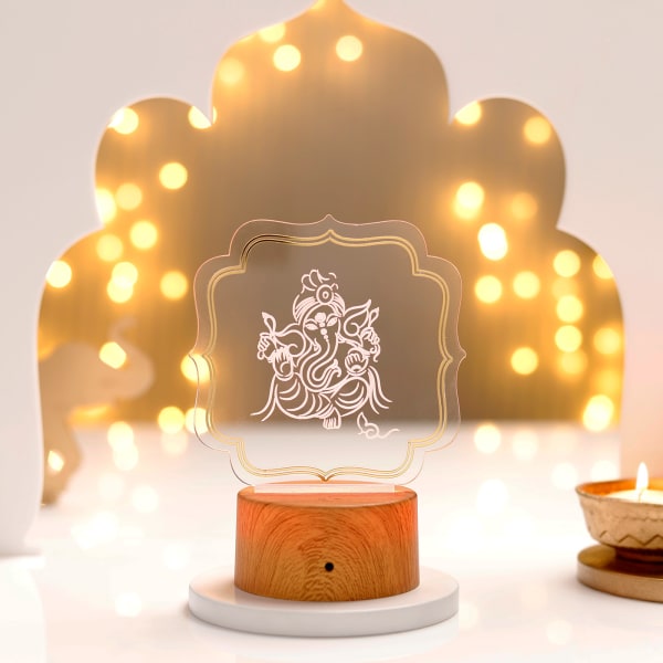 Ganesha Wooden Base LED Lamp