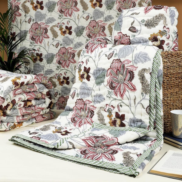 Garden Prints Cotton Double Bed Quilt