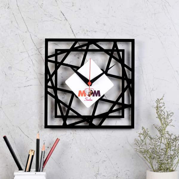 Geometric Design Personalized Wall Clock for Mom