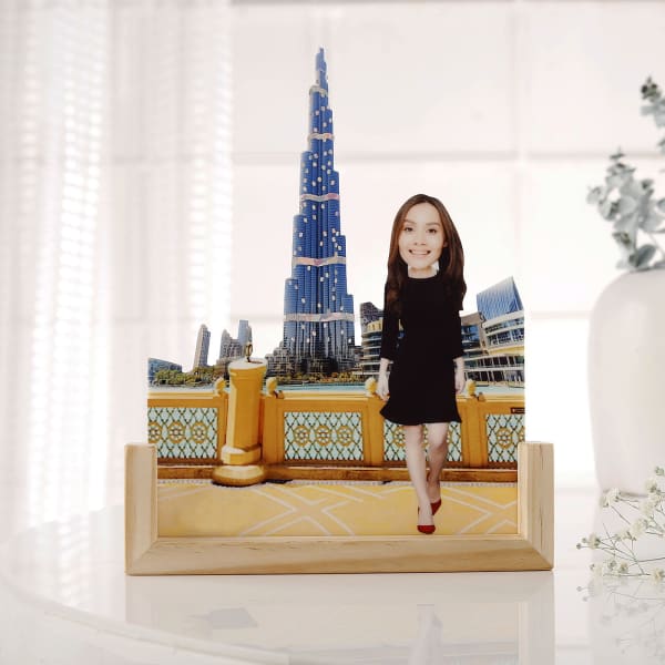 Girl At Burj Khalifa Personalized Caricature