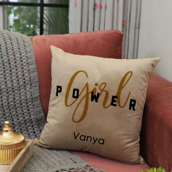 Girl Power Personalized Velvet Cushion