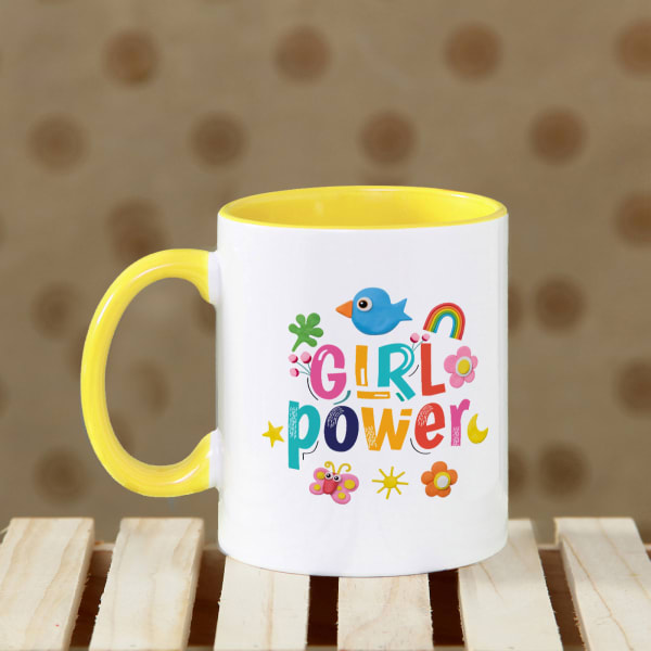 Girl Power Personalized Yellow Kids Mug