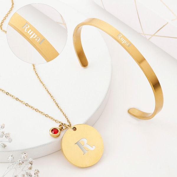 Glam Essentials - Pendant Chain And Bracelet Set - Personalized