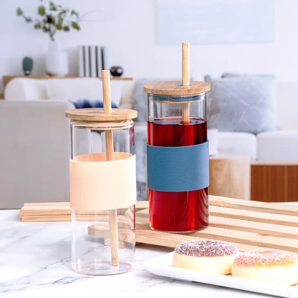 Glass Tumbler with Bamboo Straw – INI Sips