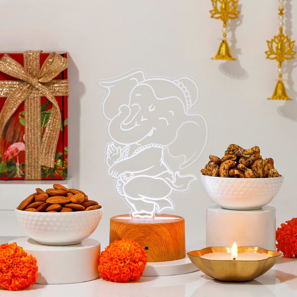 Glowing LED Ganesha Lamp Diwali Hamper