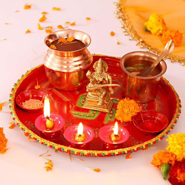 Goddess Saraswati Brass Idol With Puja Accessories Gift Send Home