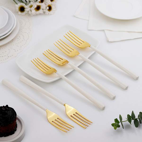 Gold And Ivory Stainless Steel Fork - Set Of 6