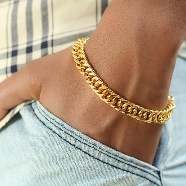 Gold Finish Men's Chain Bracelet