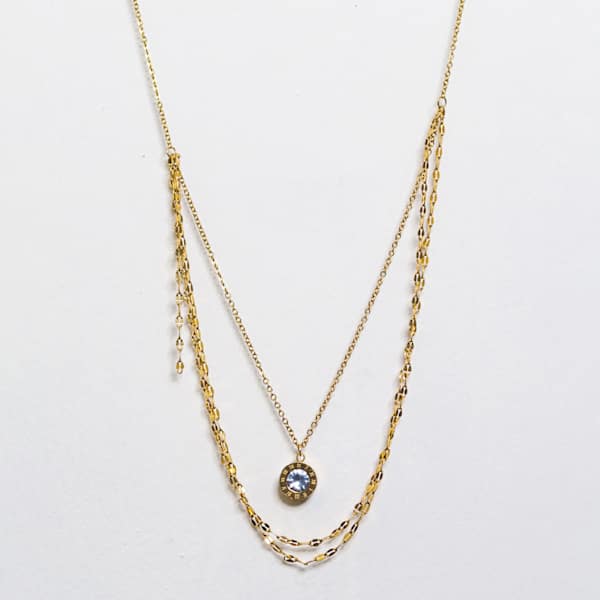 Gold Plated Double Layered Roman Numerals Necklace