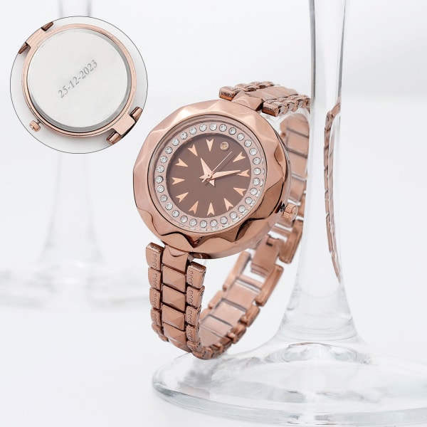 Golden Aura Personalized Studded Watch
