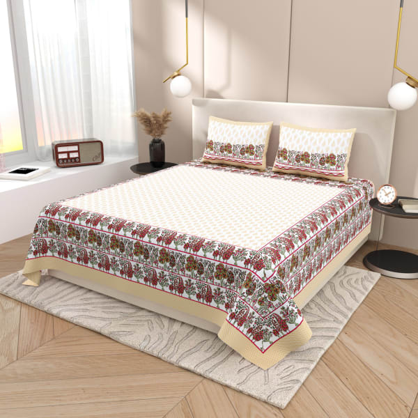 Golden Blossom: Honey Mustard King Bed Sheet Set