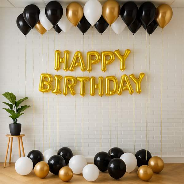 Golden Glam Birthday Balloon Decor