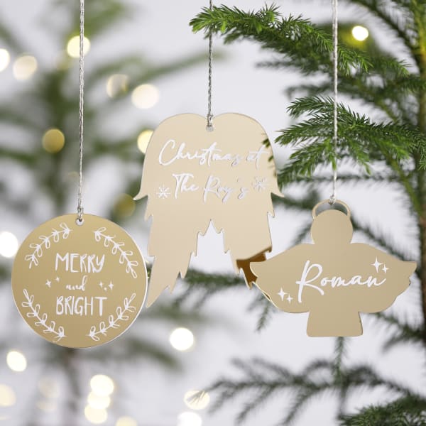 Golden Glow Personalized Christmas Ornament - Set Of 2