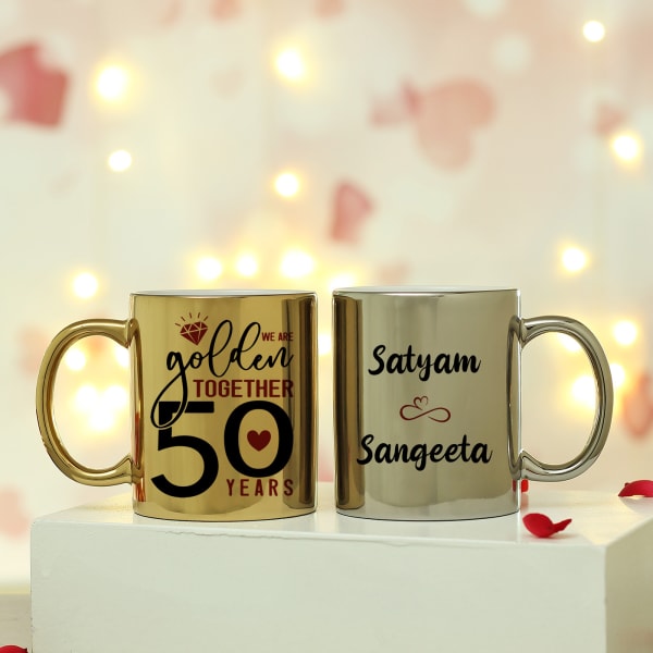 Golden Jubilee 50th Anniversary Coffee Mug Set
