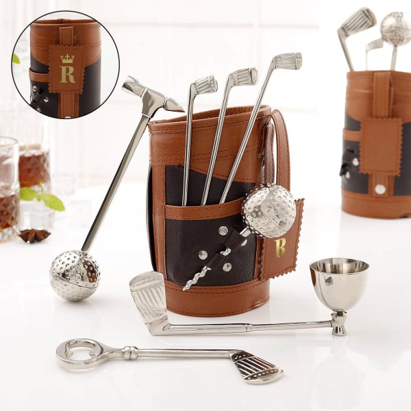 Golf Bag Shaped Personalized Wine Tool Set