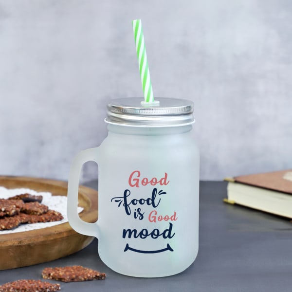 Good Mood Personalized Frosted Glass Mason Jar