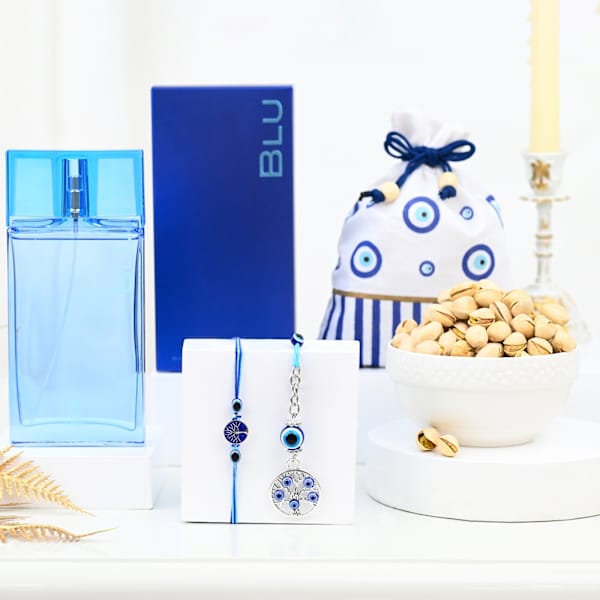 Good Vibes Evil Eye Bhaiya Bhabhi Rakhi Hamper