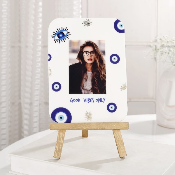 Good Vibes Only - Personalized Photo Frame With Wooden Stand
