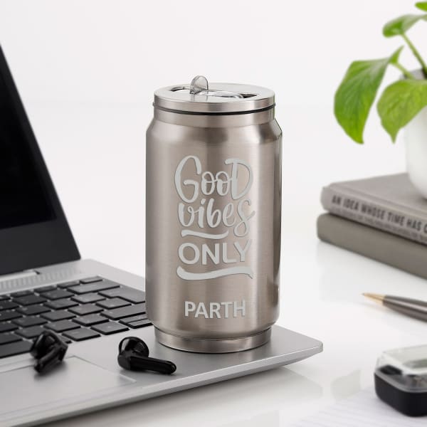 Good Vibes Personalized Stainless Steel Water Bottle