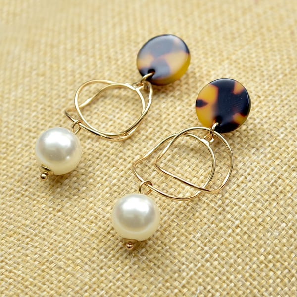 Gorgeous Pearl and Animal Print Earrings