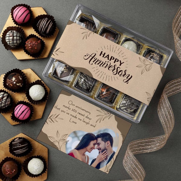 Gourmet Truffles Anniversary Gift Box With Personalized Card (Box of 12)