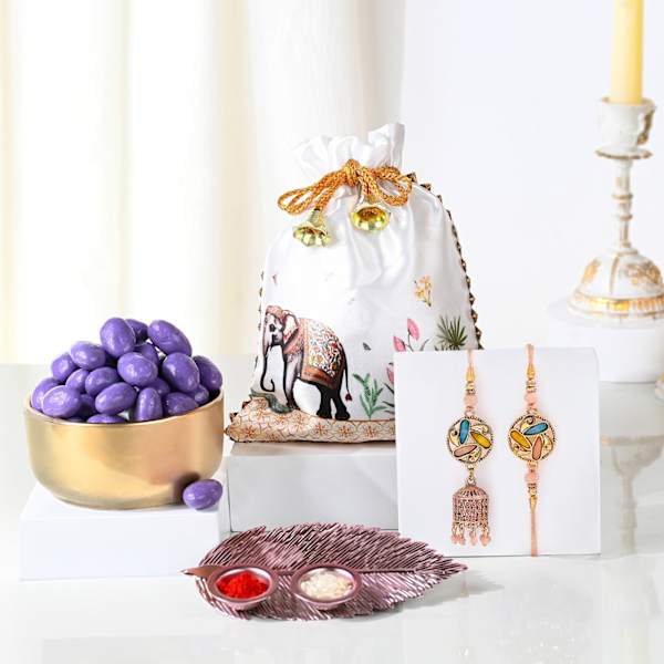 Graceful Bhaiya Bhabhi Rakhi With Blueberry Delight