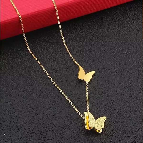 Graceful Gold Butterfly Pendant Necklace